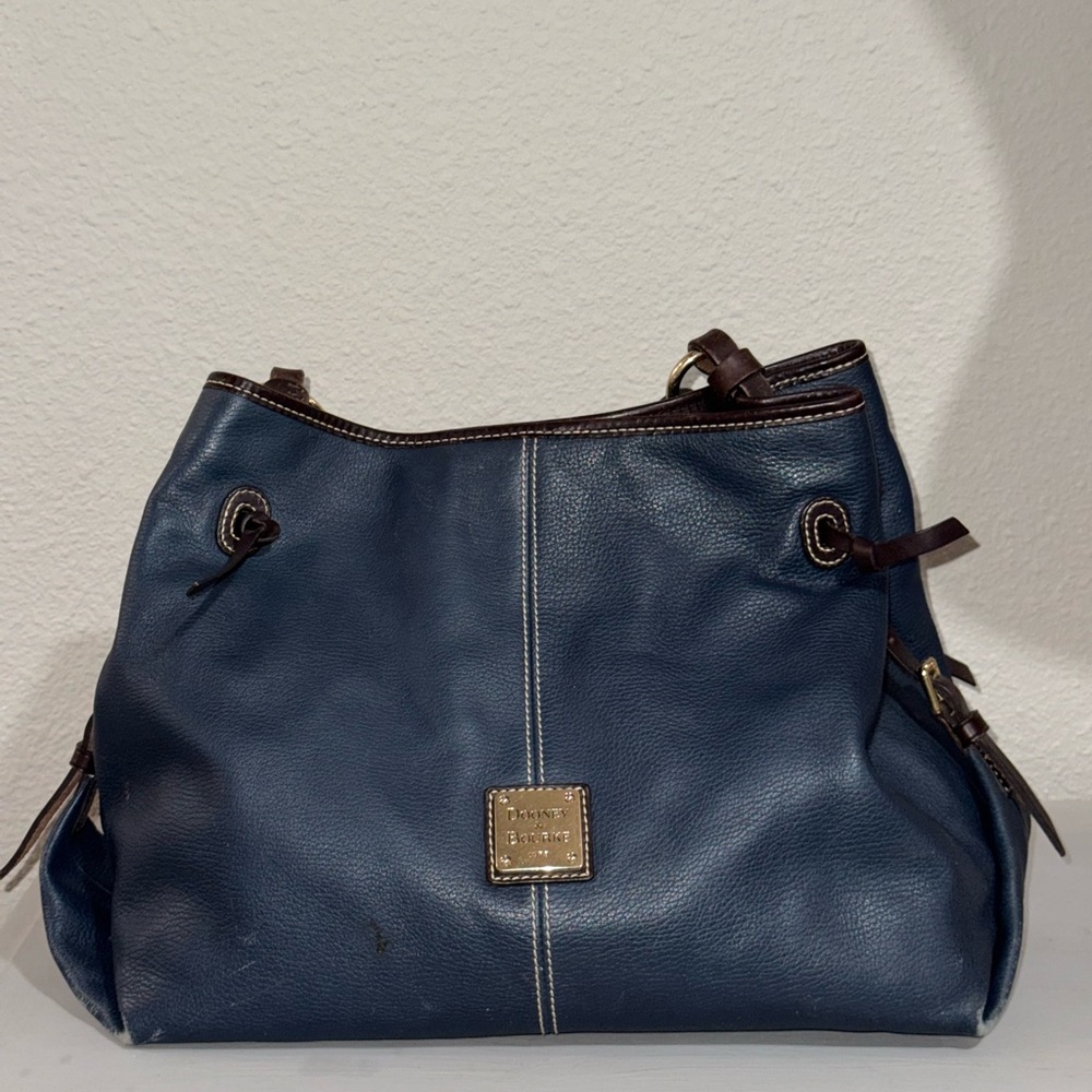 Dooney & Bourke Navy and Brown Leather Shoulder Bag